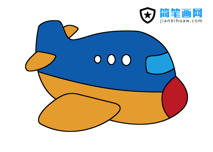 飛機簡筆畫的步驟和上色